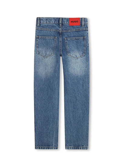 Jean enfant coupe droite bleu denim délavé