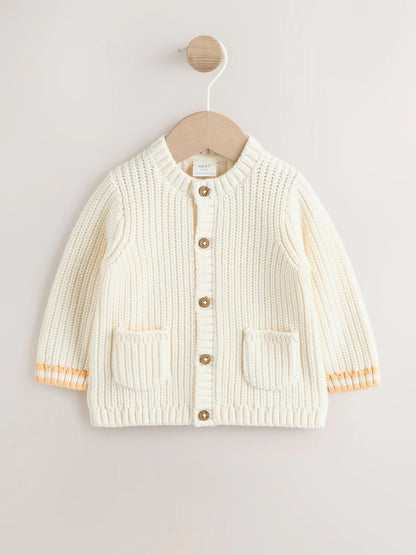 Veste bébé en maille côtelée – Gilet boutonné motif soleil