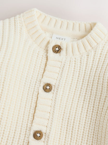 Veste bébé en maille côtelée – Gilet boutonné motif soleil