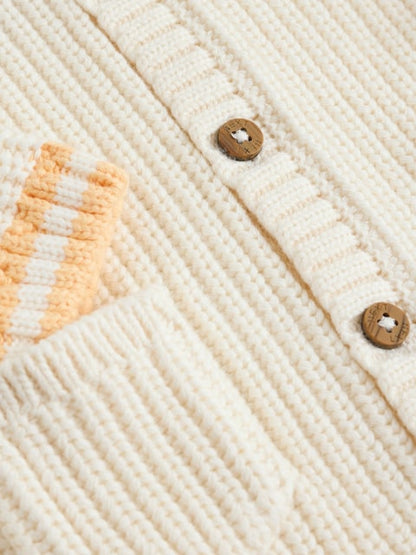 Veste bébé en maille côtelée – Gilet boutonné motif soleil