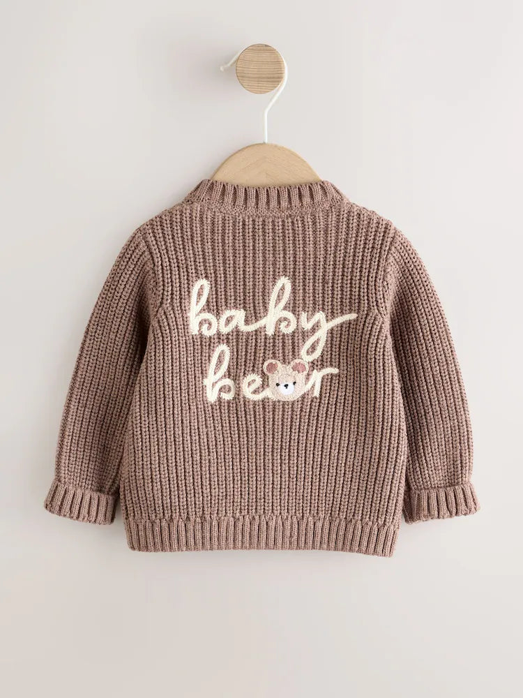 Gilet bébé en maille côtelée Baby bear marron