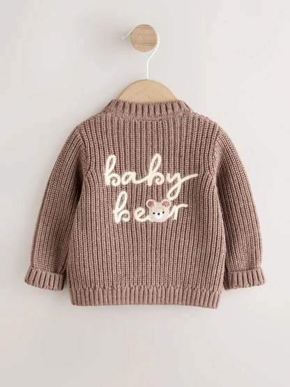 Gilet bébé en maille côtelée Baby bear marron