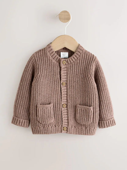 Gilet bébé en maille côtelée Baby bear marron