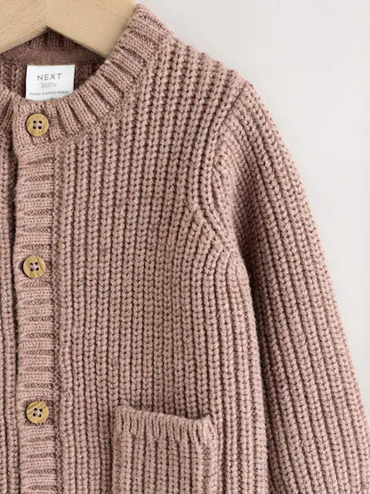 Gilet bébé en maille côtelée Baby bear marron