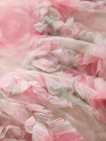 Robe de cérémonie rose à pétales floraux pour bébé fille (3 mois - 7 ans)