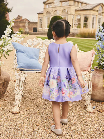 Robe de cérémonie bleu lavande à nœud décoratif pour fille(3 mois-7 ans)