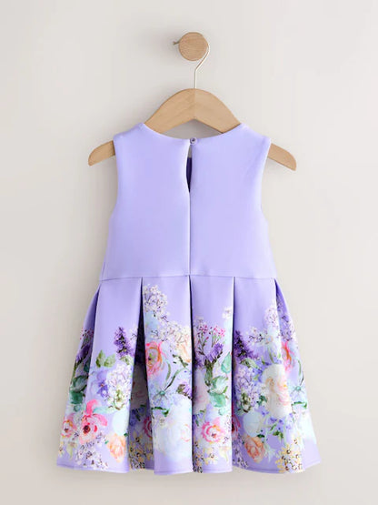 Robe de cérémonie bleu lavande à nœud décoratif pour fille(3 mois-7 ans)