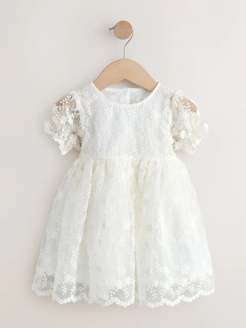 Robe de cérémonie ivoire en dentelle et tulle pour fille(3 mois-8 ans)