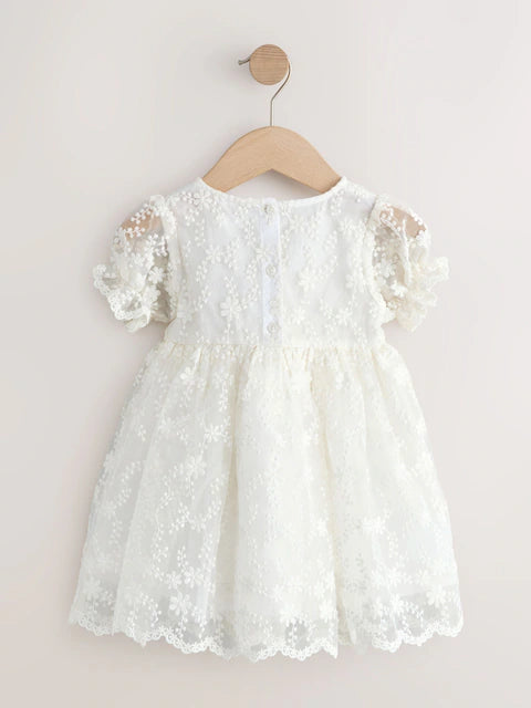 Robe de cérémonie ivoire en dentelle et tulle pour fille(3 mois-8 ans)