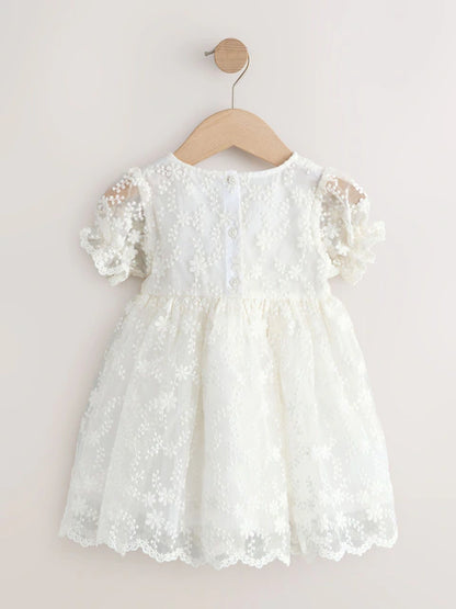 Robe de cérémonie ivoire en dentelle et tulle pour fille(3 mois-8 ans)