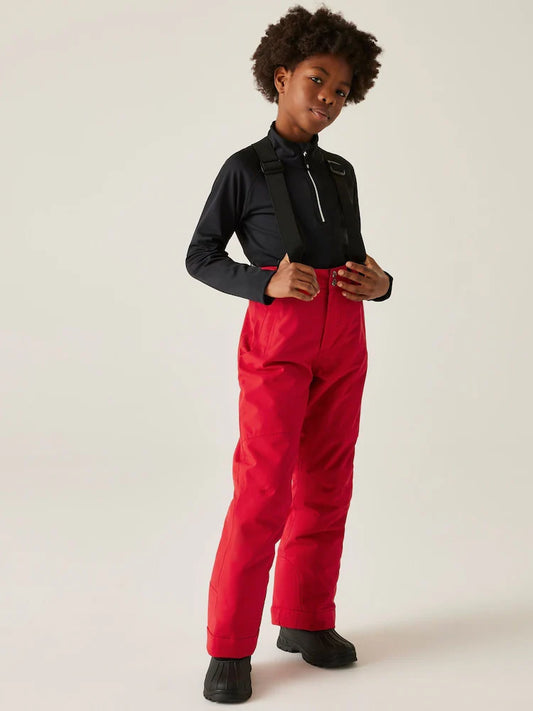 Pantalon de ski rouge pour enfant avec bretelles