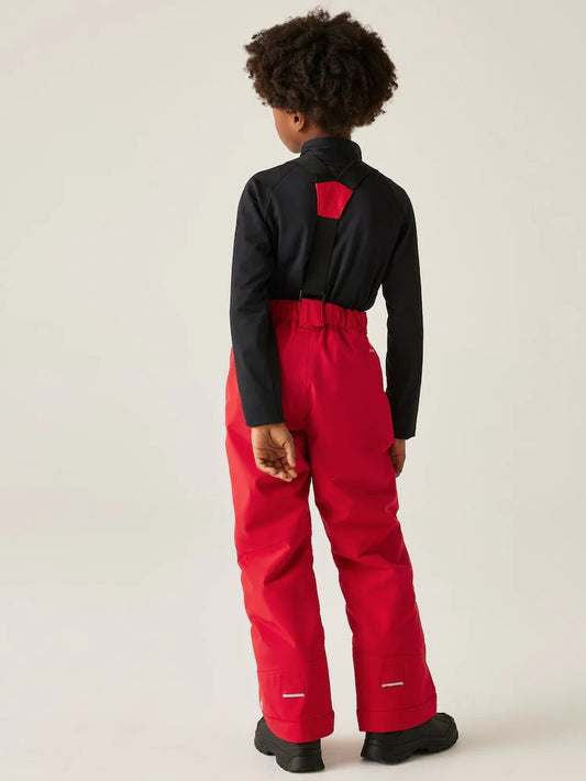Pantalon de ski rouge pour enfant avec bretelles