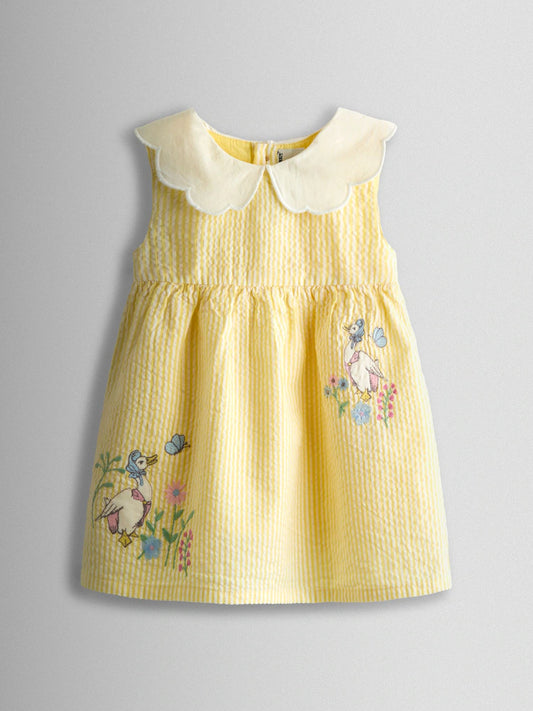 Robe bébé jaune pastel à col Claudine