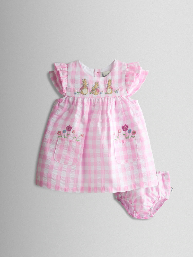 Ensemble bébé robe rose et culotte assortie