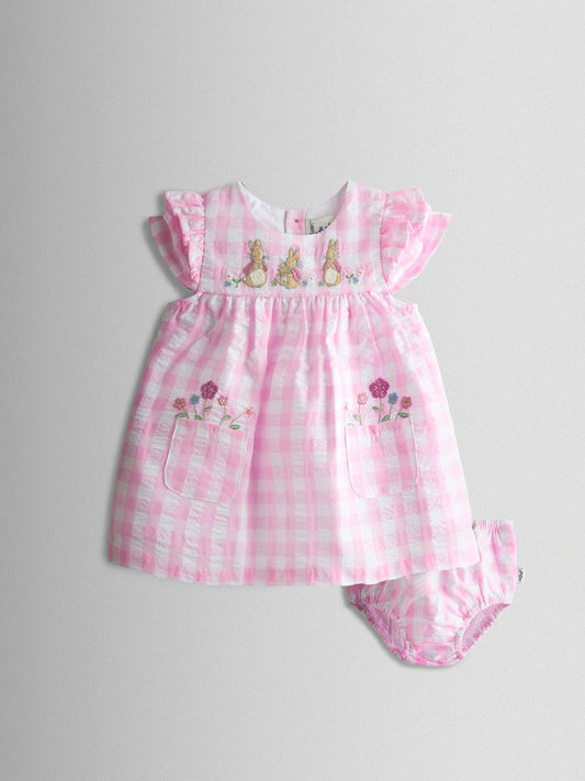 Ensemble bébé robe rose et culotte assortie