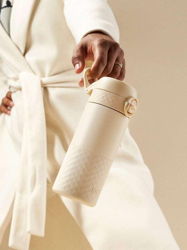 Thermos isotherme beige – Bouteille thermique avec poignée de transport