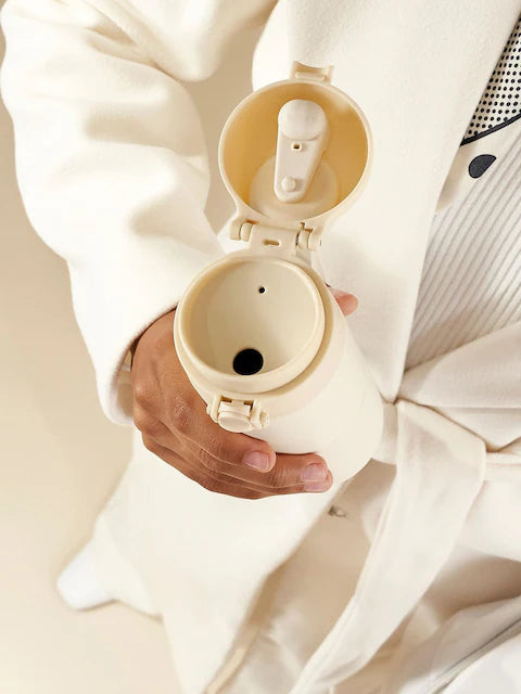 Thermos isotherme beige – Bouteille thermique avec poignée de transport