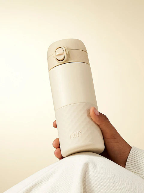 Thermos isotherme beige – Bouteille thermique avec poignée de transport