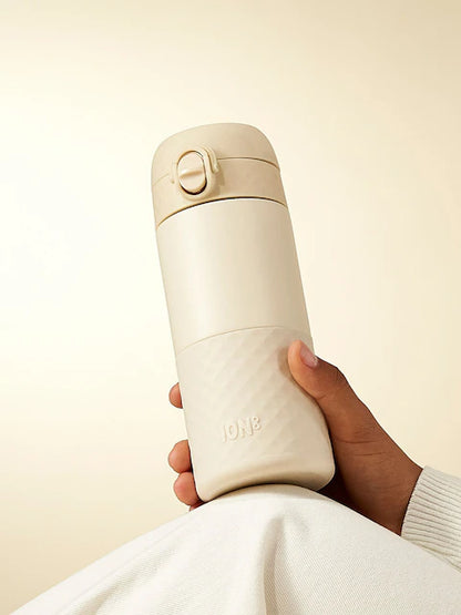 Thermos isotherme beige – Bouteille thermique avec poignée de transport