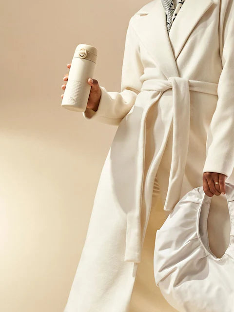 Thermos isotherme beige – Bouteille thermique avec poignée de transport