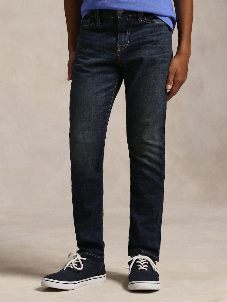 Jean enfant bleu foncé coupe slim confortable
