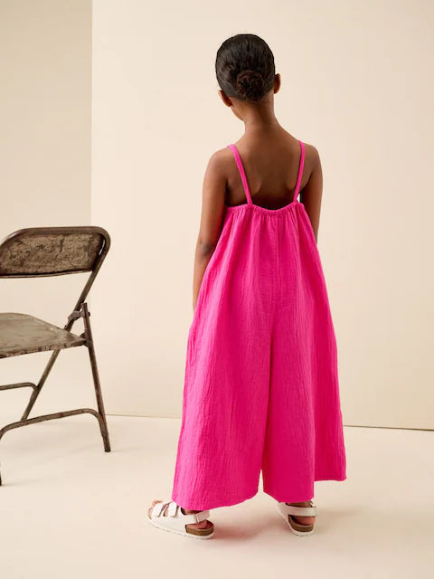 Combinaison large enfant rose sans manches (3-16 ans)