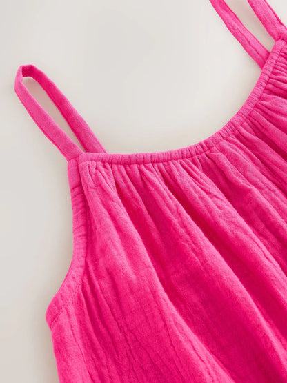 Combinaison large enfant rose sans manches (3-16 ans)