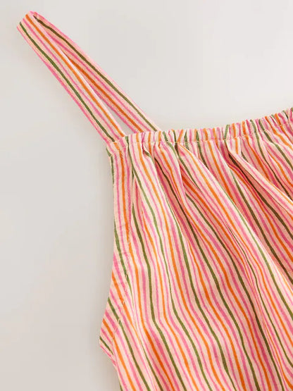 Robe longue enfant rose à motif floral (3-16 ans)