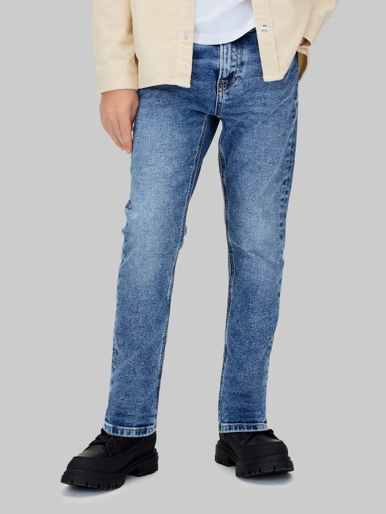 Jean enfant bleu délavé coupe droite classique
