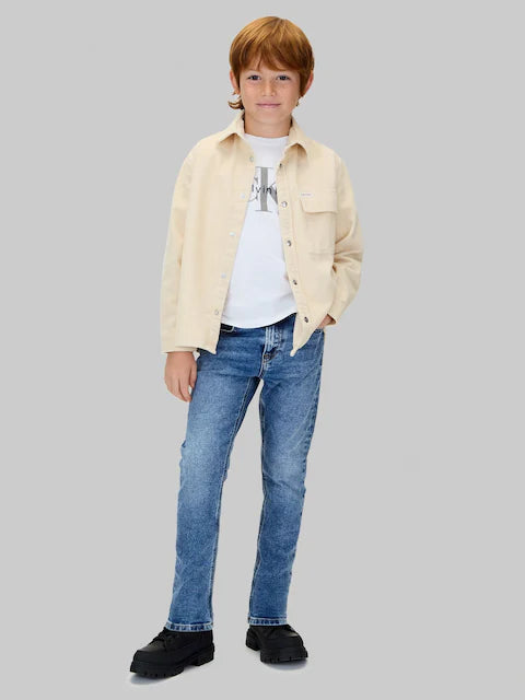 Jean enfant bleu délavé coupe droite classique