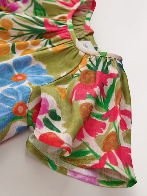 Robe fleurie multicolore à épaules dégagées pour fille (3-16 ans)