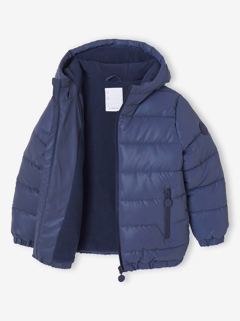 Doudoune à capuche matelassée avec doublure polaire - couleur bleu marine