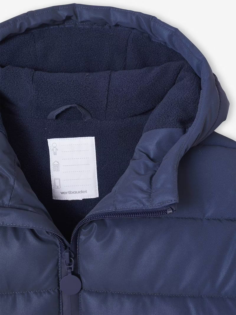 Doudoune à capuche matelassée avec doublure polaire - couleur bleu marine