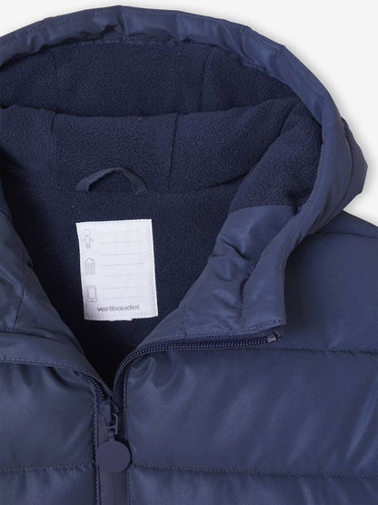 Doudoune à capuche matelassée avec doublure polaire - couleur bleu marine