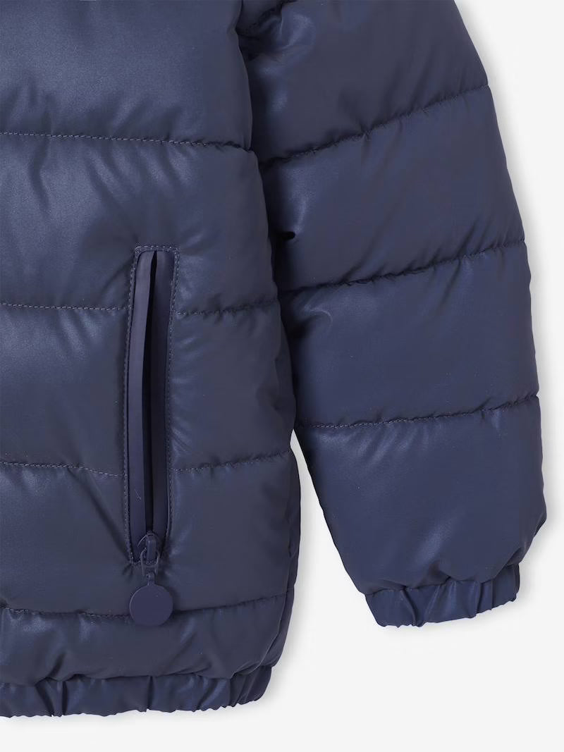 Doudoune à capuche matelassée avec doublure polaire - couleur bleu marine