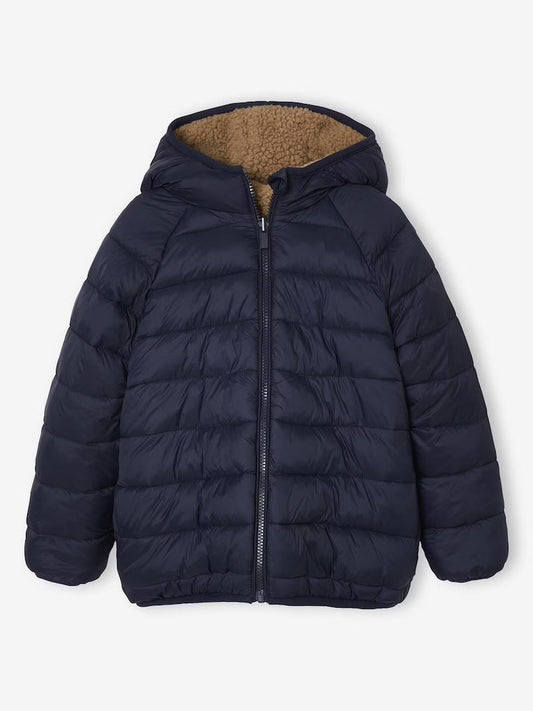 Doudoune réversible à capuche doublée en sherpa pour garçon - moka