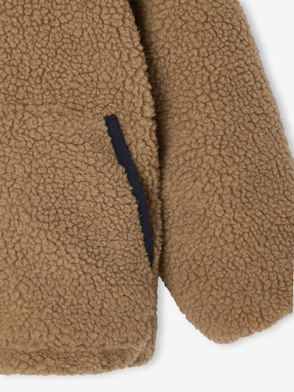 Doudoune réversible à capuche doublée en sherpa pour garçon - moka
