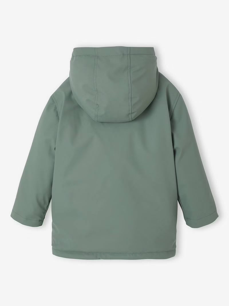 Imperméable à capuche pour garçon avec doublure sherpa - vert saule