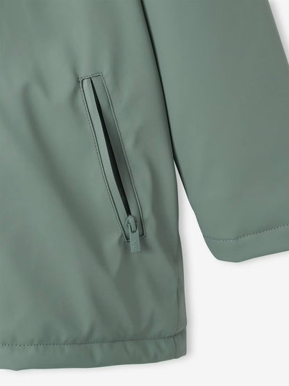 Imperméable à capuche pour garçon avec doublure sherpa - vert saule
