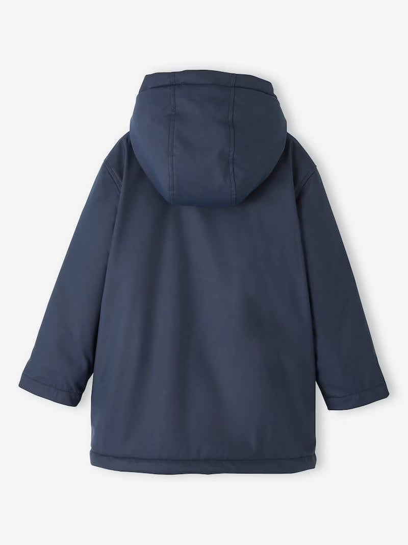 Imperméable à capuche pour garçon avec doublure sherpa - bleu foncé