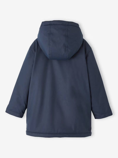 Imperméable à capuche pour garçon avec doublure sherpa - bleu foncé