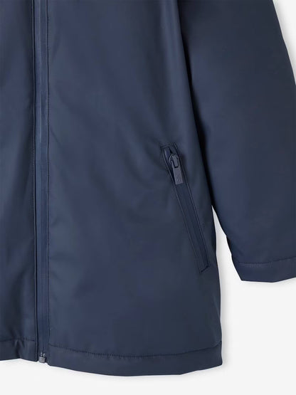 Imperméable à capuche pour garçon avec doublure sherpa - bleu foncé