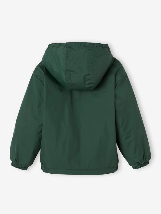 Coupe-vent à capuche et doublure sherpa pour garçons - kaki