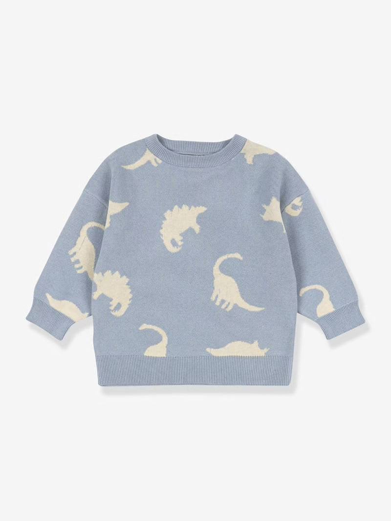 Pull à motif dinosaure - gris 100% coton