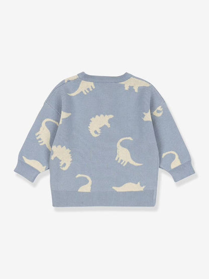 Pull à motif dinosaure - gris 100% coton