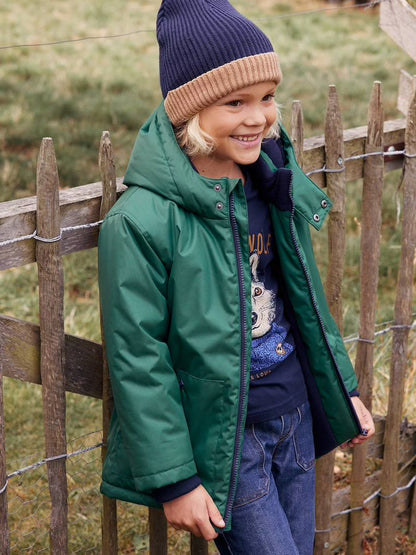 Parka à capuche doublée polaire pour garçon - couleur vert