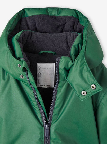 Parka à capuche doublée polaire pour garçon - couleur vert