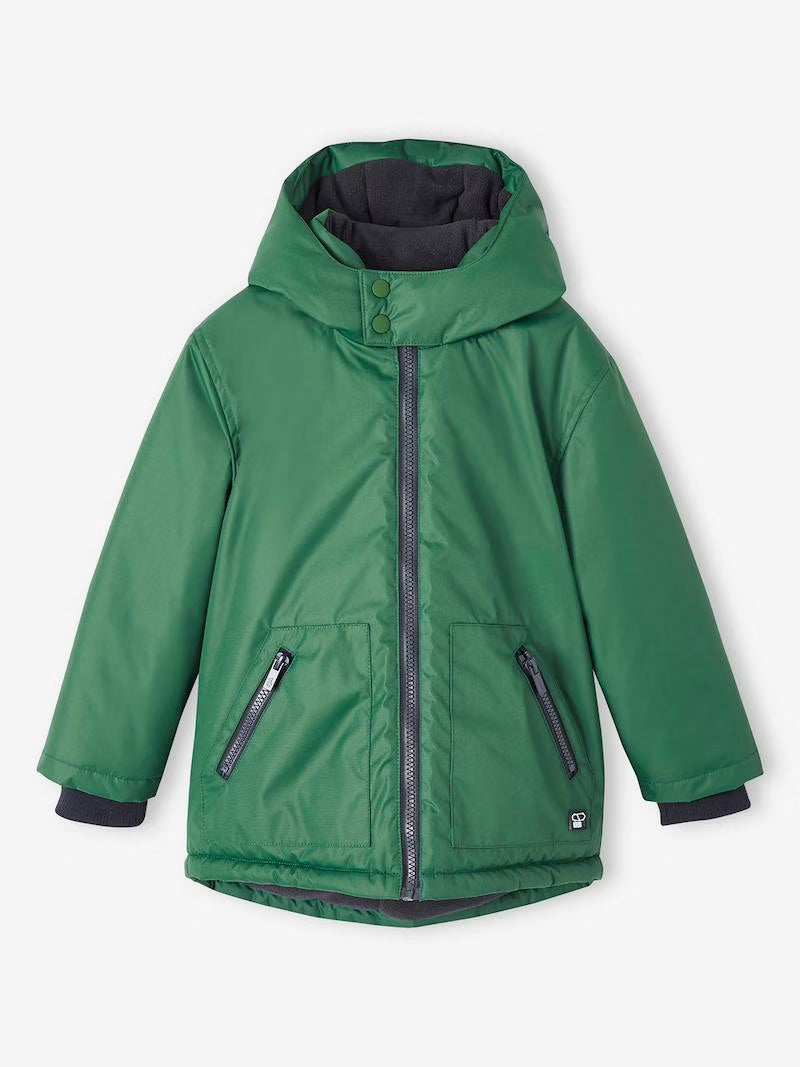 Parka à capuche doublée polaire pour garçon - couleur vert