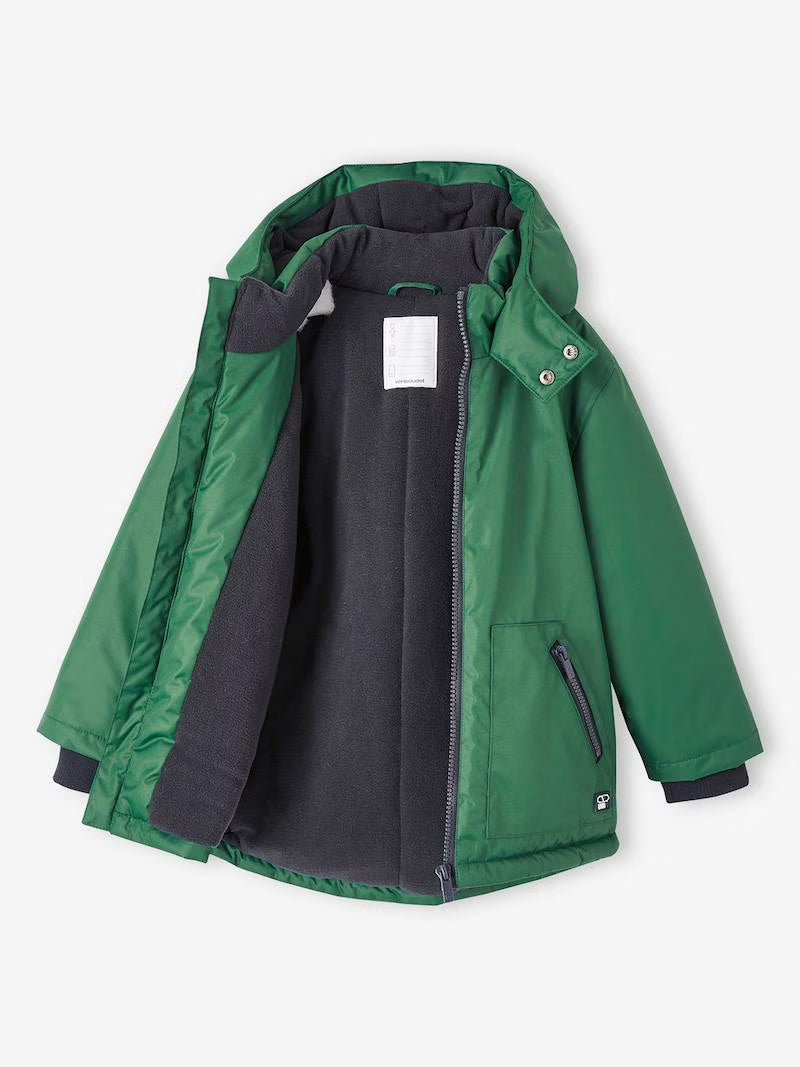 Parka à capuche doublée polaire pour garçon - couleur vert