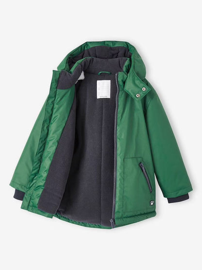 Parka à capuche doublée polaire pour garçon - couleur vert